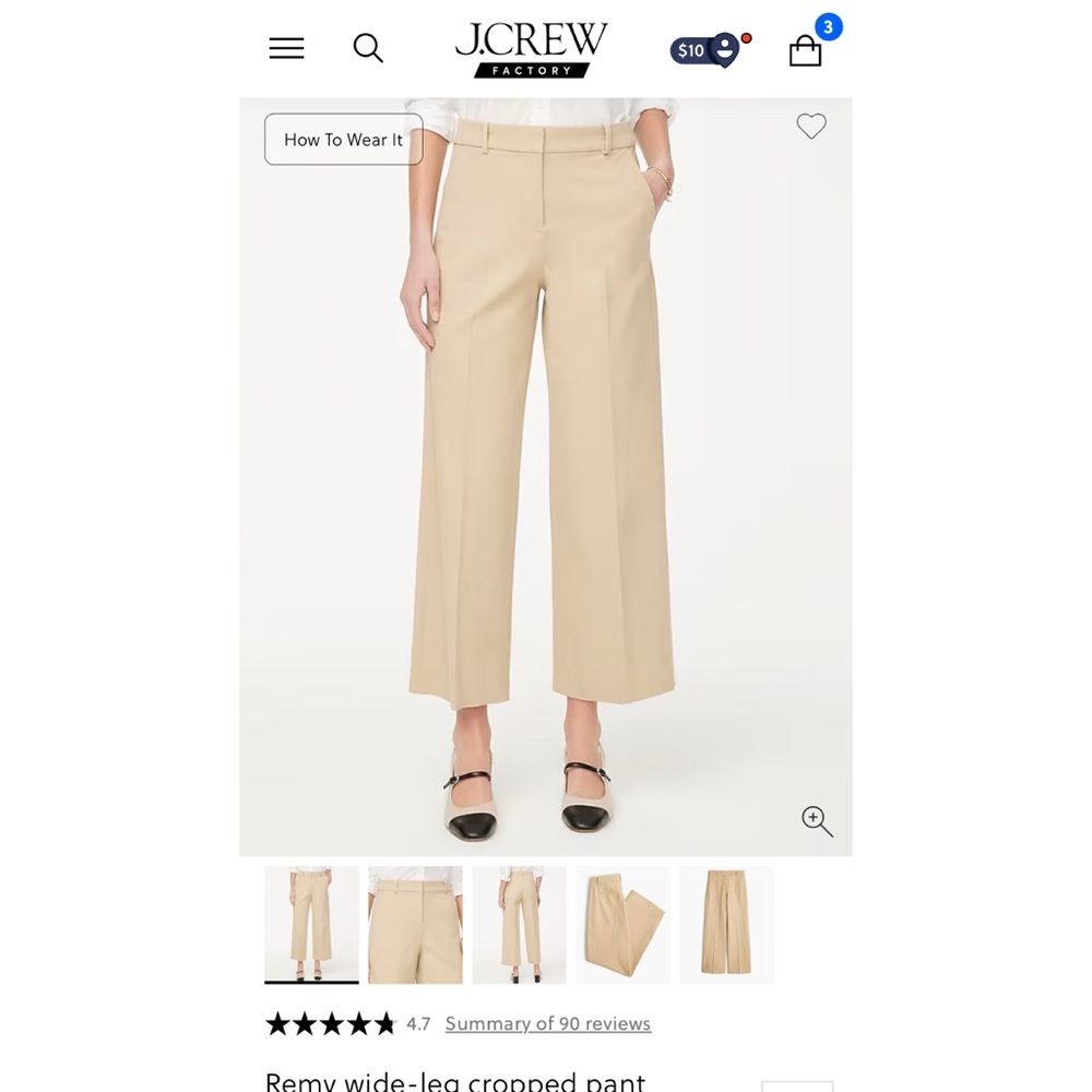 NWT J. Crew Factory Tan Wide Leg Cropped Pants Sz 12